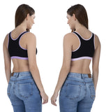 FEMULA MITHALI Stretch Cotton Black Sports Vest Gym Bra Combo Pack of 2 Pc for Girls & Women (Light Colour Lining) BabyPink Lavender