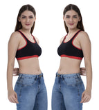 FEMULA MITHALI Stretch Cotton Sports Vest Gym Bra for Girls & Women 2Pc Combo Pack