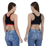 FEMULA MITHALI Stretch Cotton Black Sports Vest Gym Bra Combo Pack of 2 Pc for Girls & Women (Dark Colour Lining) BrightRed OliveGreen