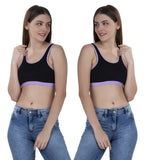 FEMULA MITHALI Stretch Cotton Sports Vest Gym Bra for Girls & Women 2Pc Combo Pack