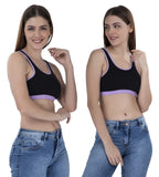 FEMULA MITHALI Stretch Cotton Sports Vest Gym Bra for Girls & Women 2Pc Combo Pack