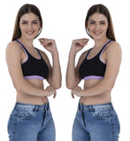 FEMULA MITHALI Stretch Cotton Sports Vest Gym Bra for Girls & Women 2Pc Combo Pack