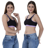 FEMULA MITHALI Stretch Cotton Sports Vest Gym Bra for Girls & Women 2Pc Combo Pack