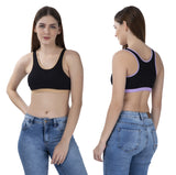 FEMULA MITHALI Stretch Cotton Black Sports Vest Gym Bra Combo Pack of 2 Pc for Girls & Women (Light Colour Lining) Lavender Kahakhi