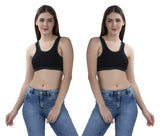 FEMULA MITHALI Stretch Cotton Sports Vest Gym Bra for Girls & Women 2Pc Combo Pack