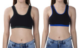 FEMULA MITHALI Stretch Cotton Black Sports Vest Gym Bra Combo Pack of 2 Pc for Girls & Women (Dark Colour Lining) OliveGreen RoyalBlue