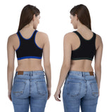 FEMULA MITHALI Stretch Cotton Black Sports Vest Gym Bra Combo Pack of 2 Pc for Girls & Women (Dark Colour Lining) OliveGreen RoyalBlue