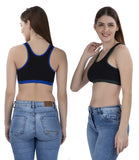 FEMULA MITHALI Stretch Cotton Black Sports Vest Gym Bra Combo Pack of 2 Pc for Girls & Women (Dark Colour Lining) OliveGreen RoyalBlue