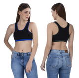 FEMULA MITHALI Stretch Cotton Black Sports Vest Gym Bra Combo Pack of 2 Pc for Girls & Women (Dark Colour Lining) OliveGreen RoyalBlue