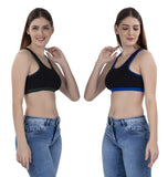 FEMULA MITHALI Stretch Cotton Black Sports Vest Gym Bra Combo Pack of 2 Pc for Girls & Women (Dark Colour Lining) OliveGreen RoyalBlue