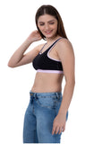 FEMULA MITHALI Stretch Cotton Black Sports Vest Gym Bra for Girls & Women