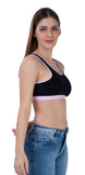 FEMULA MITHALI Stretch Cotton Black Sports Vest Gym Bra for Girls & Women