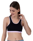 FEMULA MITHALI Stretch Cotton Black Sports Vest Gym Bra for Girls & Women