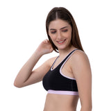 FEMULA MITHALI Stretch Cotton Black Sports Vest Gym Bra for Girls & Women