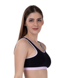 FEMULA MITHALI Stretch Cotton Black Sports Vest Gym Bra for Girls & Women