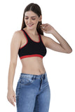 FEMULA MITHALI Stretch Cotton Black Sports Vest Gym Bra for Girls & Women