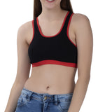 FEMULA MITHALI Stretch Cotton Black Sports Vest Gym Bra for Girls & Women