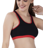 FEMULA MITHALI Stretch Cotton Black Sports Vest Gym Bra for Girls & Women