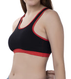 FEMULA MITHALI Stretch Cotton Black Sports Vest Gym Bra for Girls & Women