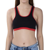 FEMULA MITHALI Stretch Cotton Black Sports Vest Gym Bra for Girls & Women