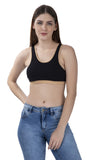 FEMULA MITHALI Stretch Cotton Black Sports Vest Gym Bra for Girls & Women