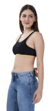 FEMULA MITHALI Stretch Cotton Black Sports Vest Gym Bra for Girls & Women