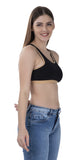 FEMULA MITHALI Stretch Cotton Black Sports Vest Gym Bra for Girls & Women