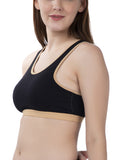 FEMULA MITHALI Stretch Cotton Black Sports Vest Gym Bra for Girls & Women