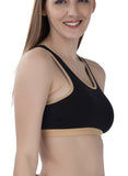 FEMULA MITHALI Stretch Cotton Black Sports Vest Gym Bra for Girls & Women