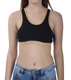 FEMULA MITHALI Stretch Cotton Black Sports Vest Gym Bra for Girls & Women