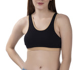 FEMULA MITHALI Stretch Cotton Black Sports Vest Gym Bra for Girls & Women