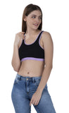 FEMULA MITHALI Stretch Cotton Black Sports Vest Gym Bra for Girls & Women