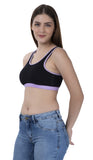 FEMULA MITHALI Stretch Cotton Black Sports Vest Gym Bra for Girls & Women