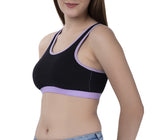 FEMULA MITHALI Stretch Cotton Black Sports Vest Gym Bra for Girls & Women