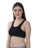 FEMULA MITHALI Stretch Cotton Black Sports Vest Gym Bra for Girls & Women