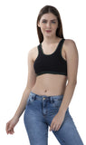 FEMULA MITHALI Stretch Cotton Black Sports Vest Gym Bra for Girls & Women