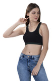 FEMULA MITHALI Stretch Cotton Black Sports Vest Gym Bra for Girls & Women