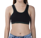 FEMULA MITHALI Stretch Cotton Black Sports Vest Gym Bra for Girls & Women