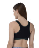 FEMULA MITHALI Stretch Cotton Black Sports Vest Gym Bra for Girls & Women