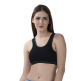 FEMULA MITHALI Stretch Cotton Black Sports Vest Gym Bra for Girls & Women