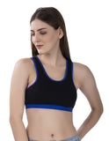 FEMULA MITHALI Stretch Cotton Black Sports Vest Gym Bra for Girls & Women