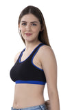 FEMULA MITHALI Stretch Cotton Black Sports Vest Gym Bra for Girls & Women