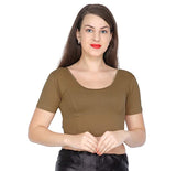 ANJALI All Weather Half Sleeves Cotton Blouse ( Mouse Brown Colour )