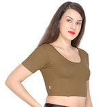 ANJALI All Weather Half Sleeves Cotton Blouse ( Mouse Brown Colour )