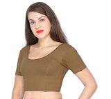 ANJALI All Weather Half Sleeves Cotton Blouse ( Mouse Brown Colour )