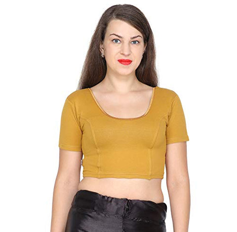 ANJALI All Weather Half Sleeves Cotton Blouse ( Mustard Brown Colour )