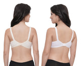 FEMULA Netbust Non Padded, Full Coverage, Regular Wear Cotton Bra for Girls and Women 2Pc ( White & Beige Colour )