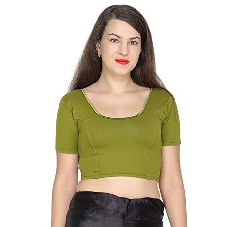 ANJALI All Weather Half Sleeves Cotton Blouse ( Olive Green Colour )