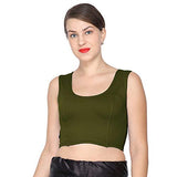 ANJALI All Weather Sleeveless Cotton Blouse ( Olive Green Colour )