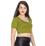 ANJALI All Weather Half Sleeves Cotton Blouse ( Olive Green Colour )